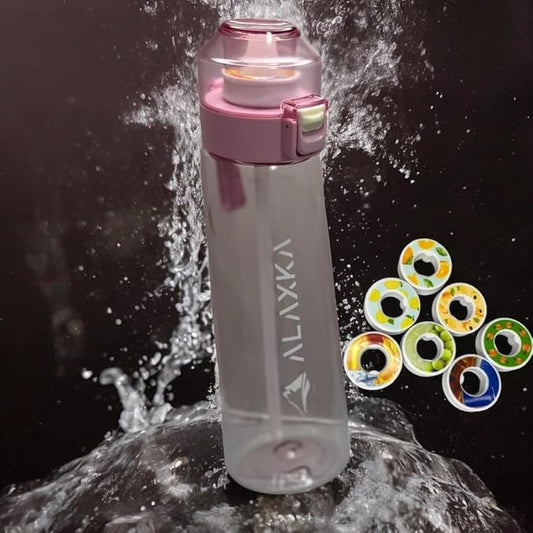 Air Water Bottle with Flavor Pods, 650ml, Workout Water Bottle, BPA Free Water Bottle, with 7 Water Bottle Flavor Pods, Sports Water Bottle Suitable for Outdoor sports, Gym, Gift (Pink, 650 ml)