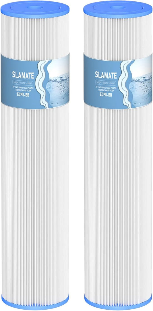 20" x 4.5" Whole House Pleated Sediment Water Filter Compatible with Well Water, Replacement Cartridge for ECP5-BB, AP810-2, HDC3001, SPC-45-1005, CP5-BB, ECP1-20BB, 2 Pack