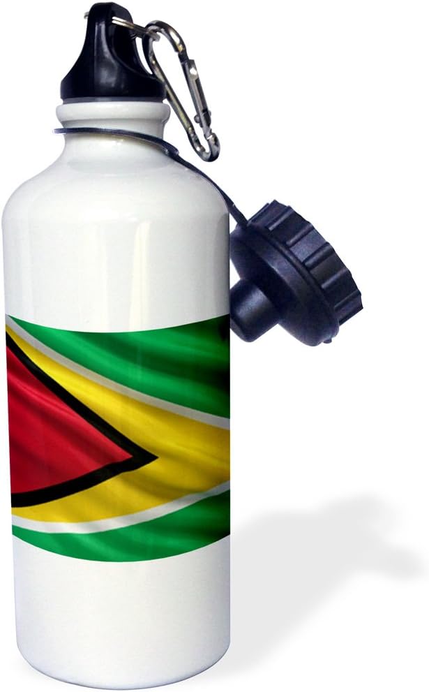 3dRose Flag of Guyana waving in the wind-Sports Water Bottle, 21oz , Multicolored