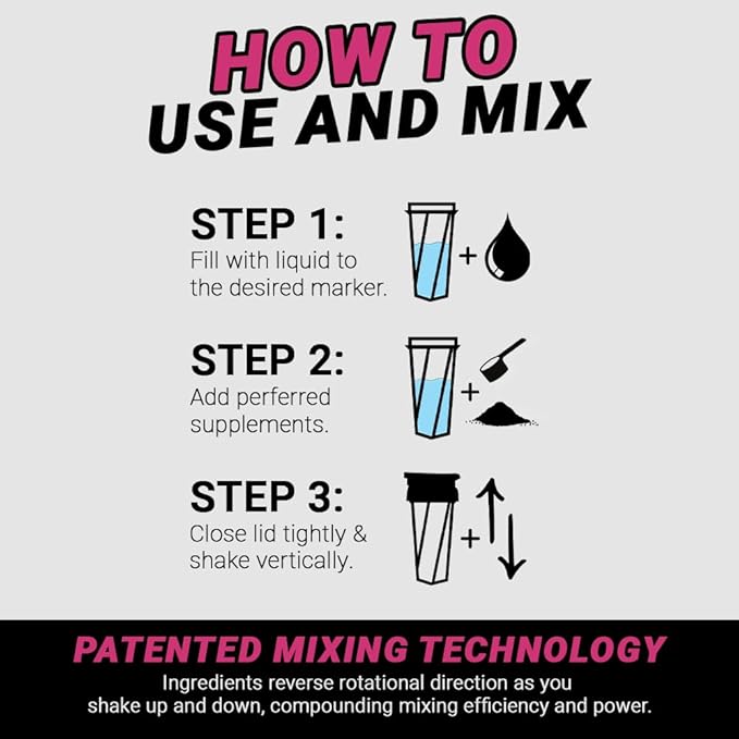 HELIMIX 1.5 Vortex Blender Shaker Bottle Holds Upto 20oz | No Blending Ball or Whisk | USA Made | Portable Pre Workout Whey Protein Drink Shaker Cup | Mixes Cocktails Smoothies Shakes | Top Rack Safe