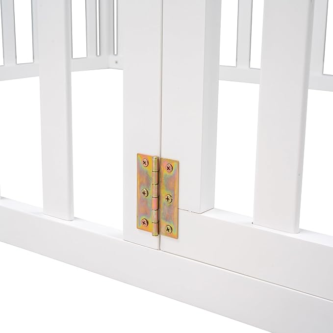 Full Size Floor Bed with Fence, Solid Wood Floor BedFrame for Kids with Door, Twin Platform Bed for Boys and Girls Kids Teens, Fun Design, for Children Bedroom