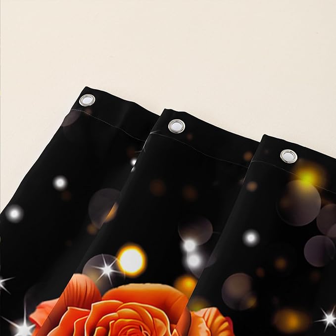 AILONEN Rose Flower Shower Curtain for Bathroom, Glitter Starry Flower Print Bath Curtain,Modern Botanical Floral Butterfly Waterproof Shower Curtain Decoration with 12 Plastic Hooks, 72" W*78" H