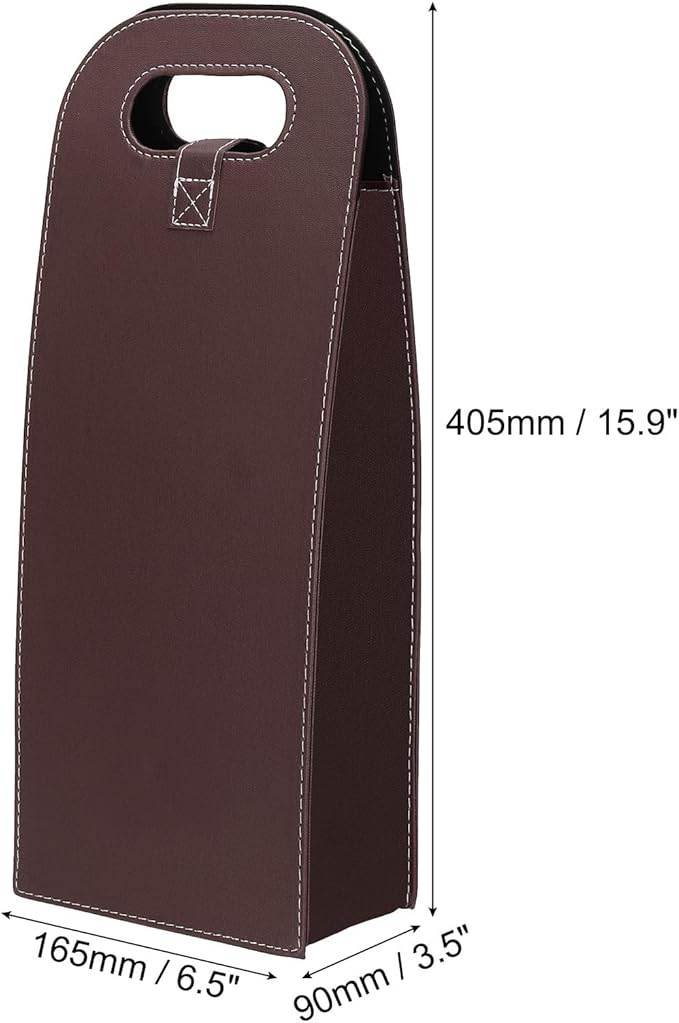 PATIKIL 2 Bottle Wine Gift Bag, Wine Bag Reusable Leather Wine Tote Carrier for Wine Bottles Portable Champagne Gift Bags for Picnic Party Wedding, Brown