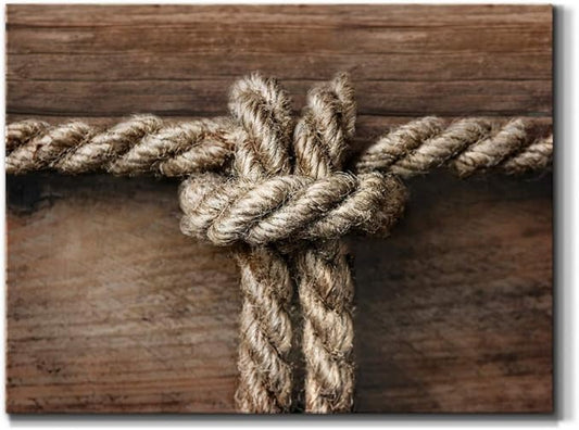 Renditions Gallery Canvas Nautical Wall Art Modern Decorations Paintings Rope Closeup Knot Abstract Vibrant Wooden Maritime Sailor Artwork Prints for Bedroom Office Kitchen - 18"x27" LT33