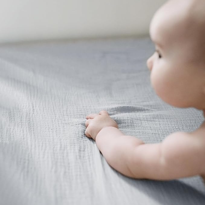 Baby Muslin Crib Sheets - Toddler Cotton Fitted Crib Sheets Neutral for Boys and Girls 2Pack