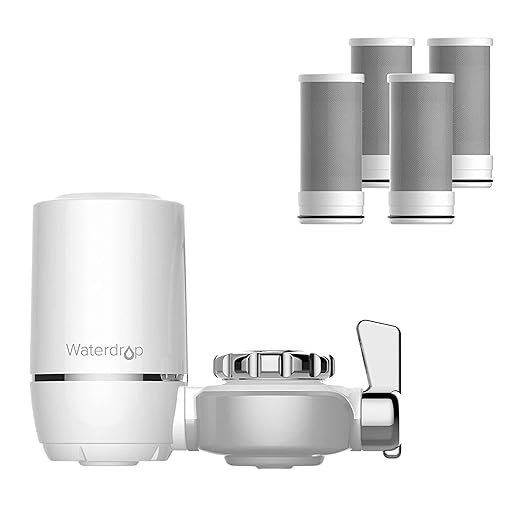 Waterdrop Water Filter for Sink, 320-Gallon Faucet Mount Water Filtration System for Tap Water, NSF Certified Reduces Chlorine & Bad Taste, 4 Filters, 𝐎𝐧𝐥𝐲 𝐅𝐢𝐭 𝐒𝐭𝐚𝐧𝐝𝐚𝐫𝐝 𝐅𝐚𝐮𝐜𝐞𝐭𝐬