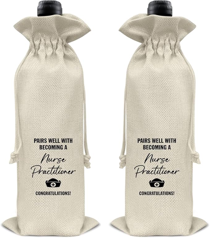 HOIJAUMAI Nurse Graduation Gifts Nurse Graduation Wine Bag Pairs Well with Becoming a Nurse Practitioner Wine Gift Bags for Women Her