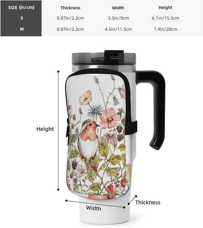 Water Bottle Pouch for Stanley Cup 40oz 30oz,Personalized Gym Purse for Men Women, Tumbler Pouch with Versatile Pocket Water Bottle Bag for Cards, Keys, Phone Botanical Leaf