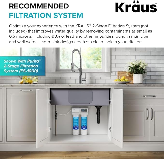 KRAUS Bolden 2-in-1 Commercial Style Pull-Down Single Handle Water Filter Kitchen Faucet for Reverse Osmosis or Water Filtration System in Brushed Brass/Matte Black, KFF-1610BBMB