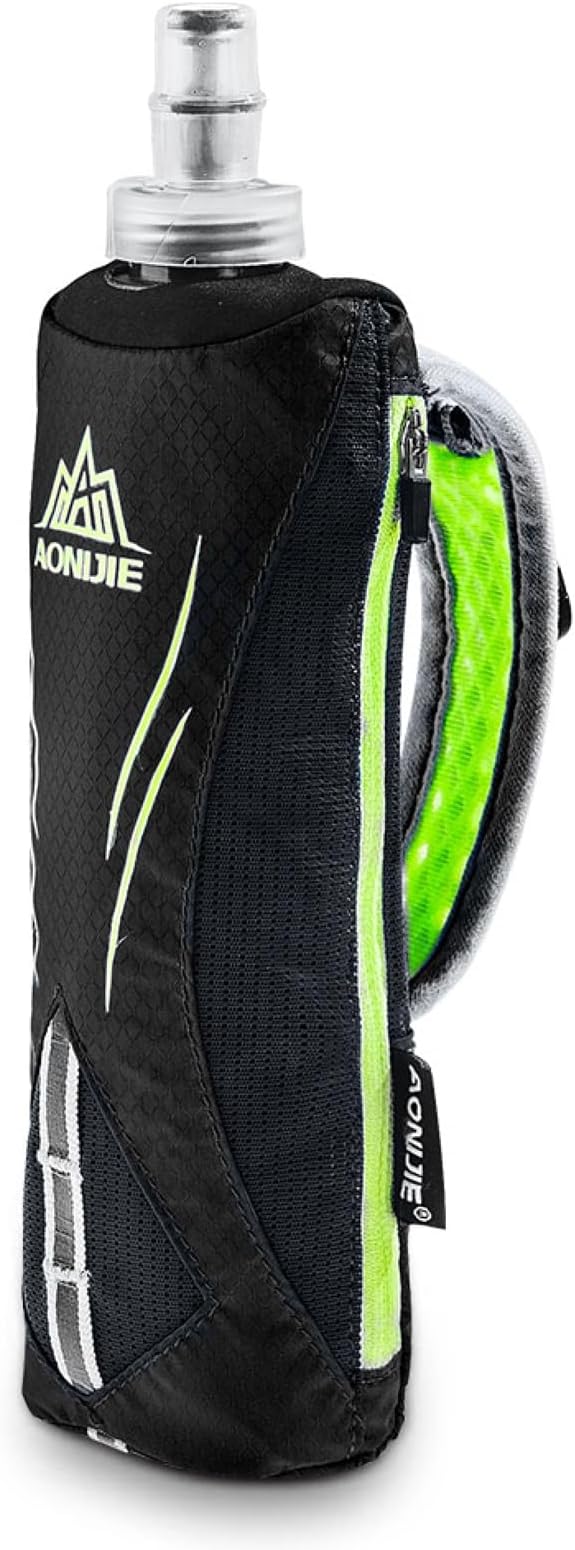 TRIWONDER Handheld Water Bottle for Running, Quick Grip Chill 17 oz Handheld Soft Water Bottle with Hand Strap Hydration Pack, BPA Sport Soft Flask (Black)