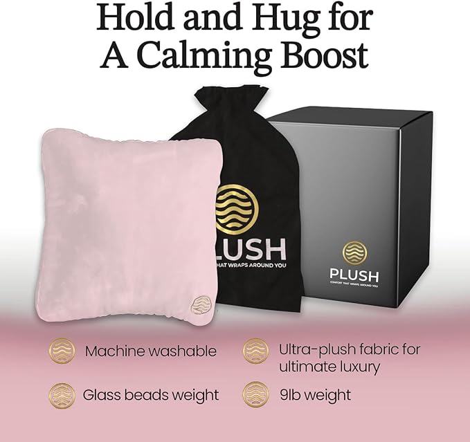 Plush Weighted Pillow 9lbs - Enhances Relaxation and Comfort with Ultra Plush Cooling Fabric - Cool Alternative to Weighed Blanket - Glass Beads Weight, Machine Washable (Velvet, Pink)