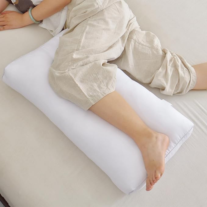 Knee Pillow for Side Sleepers, 4.3 inch Leg Pillow for Sleeping Supportive Hip Pillow Relieves Leg Back Knee Pain, Leg Positioner Pillows, Cotton Fabric,White