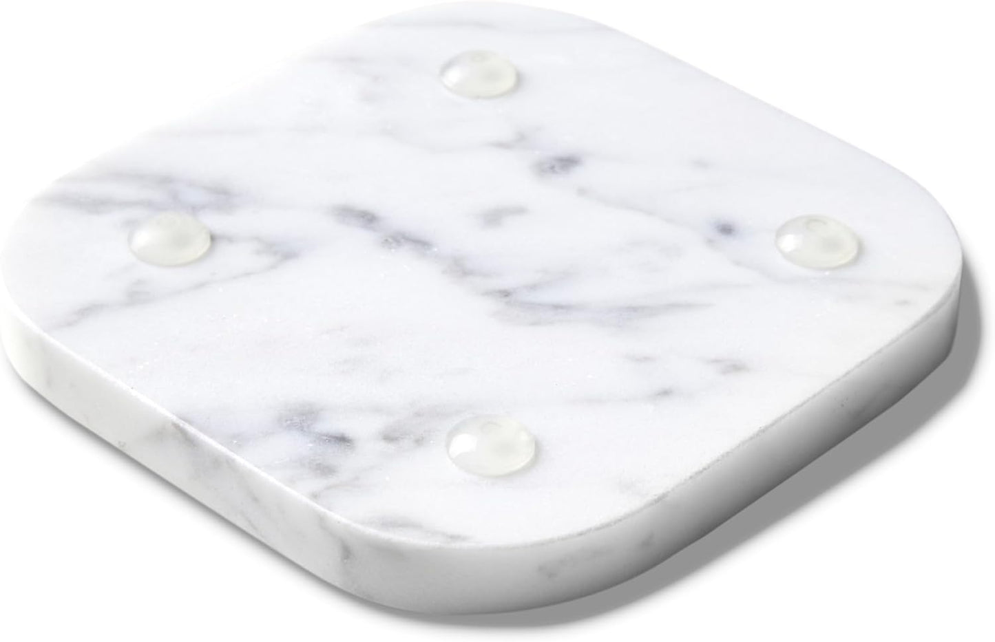 𝐋𝐮𝐱𝐮𝐫𝐲 𝐈𝐭𝐚𝐥𝐢𝐚𝐧 100% Marble Tile Coasters – Set of 4 – Square Modern Bar Coasters for Drinks, Coffee –Stone Holder for Home Décor, Housewarming Gifts (Carrara White)