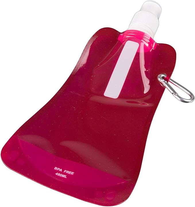 Clever Creations Collapsible Sports Water Bottle 3 Pack, Foldable Leak Proof Travel Bottles for Camping and Hiking, 480 mL Capacity, Blue, Pink, and White