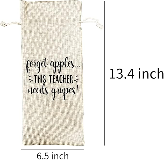 Teachers Teacher's Day Gifts Wine Bags, Teacher Appreciation Gifts for Women, Teacher Gifts from Student, Birthday Gifts for Teachers, Best Teacher Appreciation Day, Burlap Drawstring Wine Bag