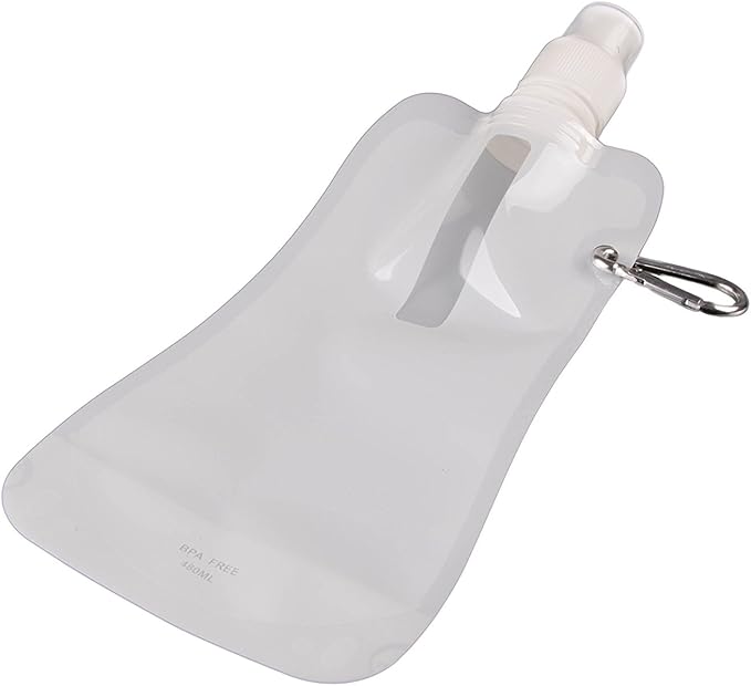 Clever Creations Collapsible Sports Water Bottle 3 Pack, Foldable Leak Proof Travel Bottles for Camping and Hiking, 480 mL Capacity, Blue, Pink, and White