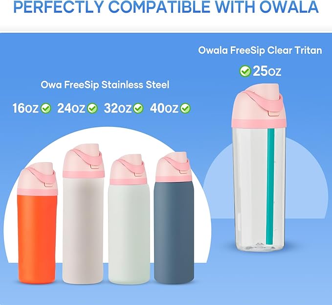 Replacement Lid for Owala Freesip, Compatible with Owala 16oz, 24oz, 32oz, 40oz Cups, One-Button Leak-Proof Water Bottle Top Lid, BPA-Free Lid Replacement Accessories (Pink)