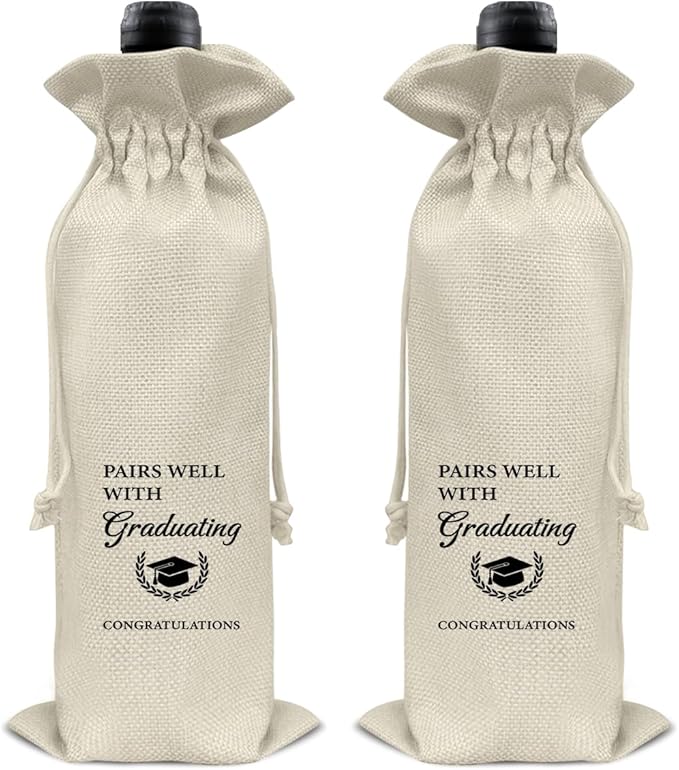 HOIJAUMAI Graduation Gifts for Men Women Graduation Wine Bag Pairs Well with Graduating Wine Gift Bags