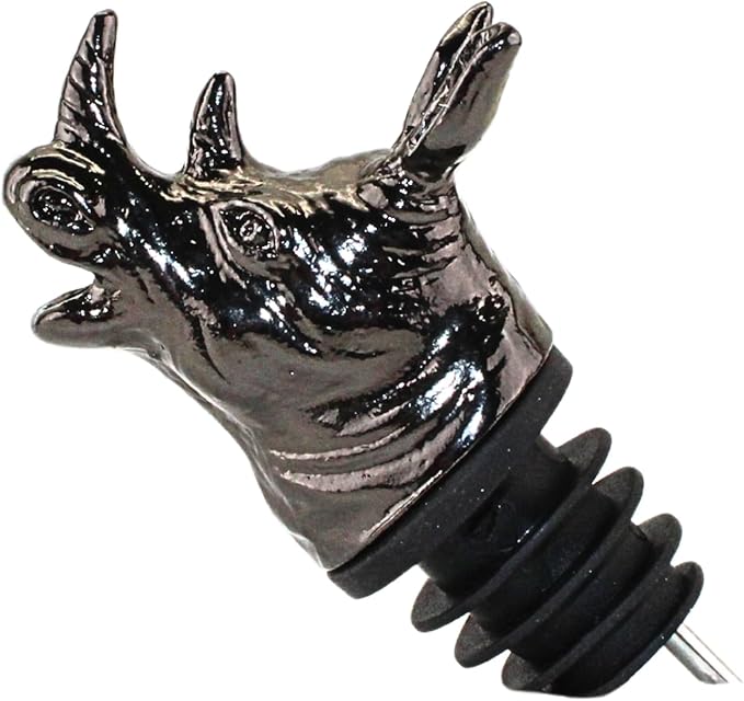 Cooking Oil, Wine & Liquor Pourer | Black Color Stainless Steel | Bottle Stopper Aerator for Whiskey and Olive Oil | Cooking and Bar Tools Accessories and Gift Set Ideas for Her and Him (RHINO)