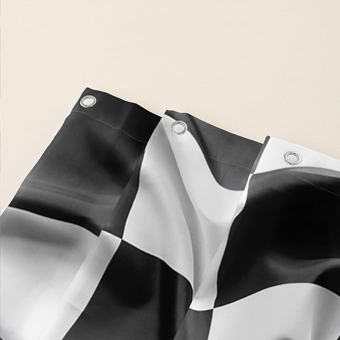 AILONEN Racing Car Shower Curtains,Checkered Speed Car Bath Curtains Gifts for Racer,Polyester Waterproof for Bathroom with Plastic Hooks 36" W*72" H