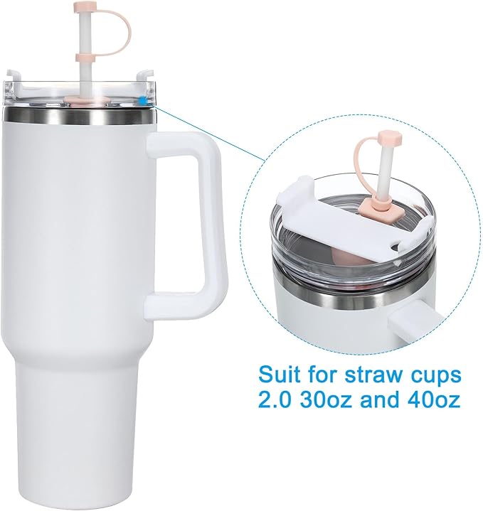 PATIKIL Silicone Spill Stopper for Straw Cup 2.0 40oz/ 30oz, Set of 12 Tumbler Accessories Including 4 Straw Cover Cap, 4 Square Spill Stopper and 4 Round Leak Stopper, Pink