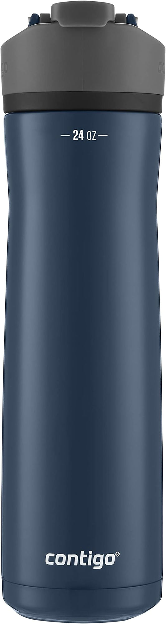Contigo Cortland Chill 2.0 Blueberry Stainless Steel Water Bottle, Vacuum-Insulated, Spill-Proof Lid, 24oz, Ideal for Hot or Cold Drinks, Interchangeable Lid, Perfect for Kids & Adults