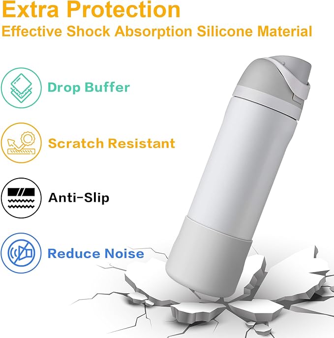 2PCS Silicone Water Bottle Boot for Owala 24oz 32oz 40oz, Protective Bottom Bumper Anti-Slip Sleeve for FreeSip, Twist, and Flip Stainless Steel Bottles, Dishwasher Safe and BPA Free