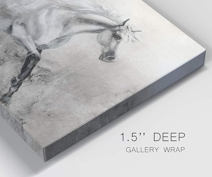 Renditions Gallery Canvas Animal Wall Art Modern Decorations Paintings Elegant Running Horse Abstract Black & White Figurative Artwork Prints for Bedroom Office Kitchen - 8"x12" LT33