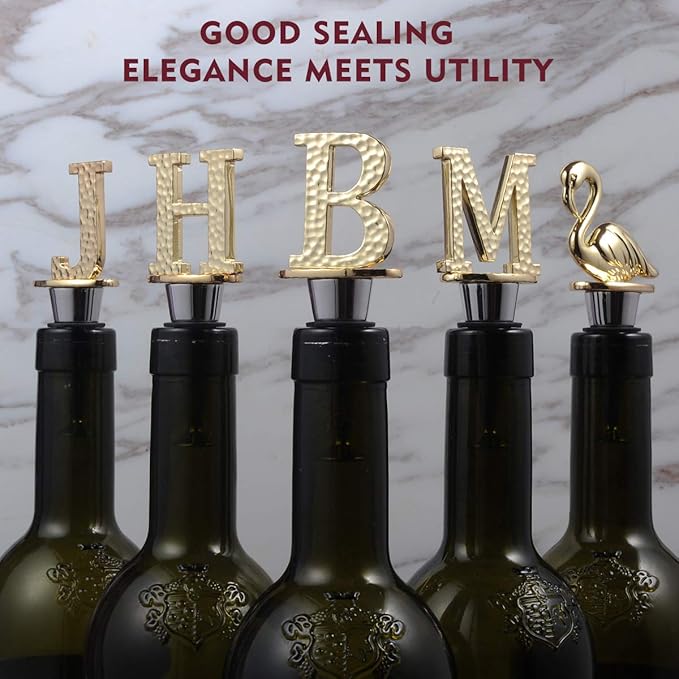 Miicol Wine Stopper, Prosecco Stopper, Wine Bottle Stopper, Personalised Champagne Stopper, Gold Wine Accessories, Wine Lovers Gift, Monogram Gift, Letter B