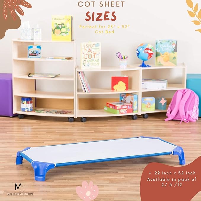 Pack of 24 Cot Sheet for Daycare Preschool Cot Bed -Polyblend Fabric with Corner Elastic Cots Sheets Fits On 22" X 52" Inches Size Toddler and Preschool Daycare Cot Light Grey 22 X 52 Size