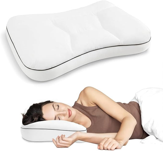 HARBOREST Cervical Neck Pillow - Ergonomic Pillow for Neck, Shoulder, and Back Pain Relief, Memory Foam Pillow Firm/Soft on Each Side for Preference