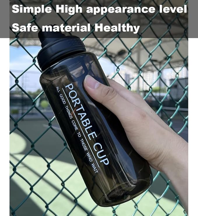 Water Bottles 20oz Portable Cup PC Material BPA-Free Wide Mouth Leakproof Sports Water Bottles with Handle, Gym Space Cup For Fitness Yoga Workouts