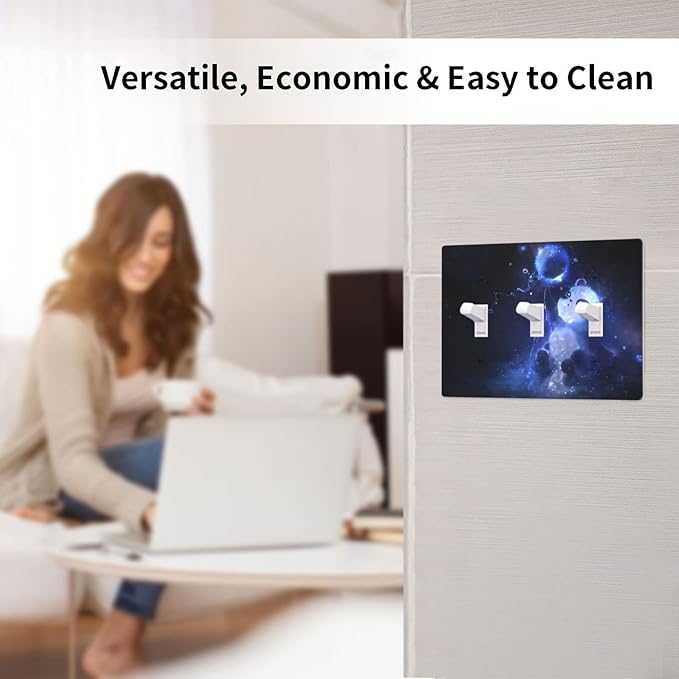 Cute Baby Panda Light Switch Cover Wall Plate Decorative 3 Gang Triple Toggle Covers Blue for Playrooms Bathrooms Farmhouses Living Room 4.5 x 6.38 in