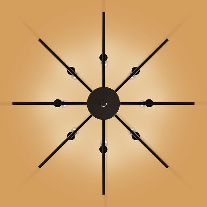 8-Light Modern Farmhouse Black Geometric Chandelier, Adjustable Height Dining Room Light Fixtures Over Table, Large Industrial Metal Chandeliers for Dining Room Kitchen Island Entryway