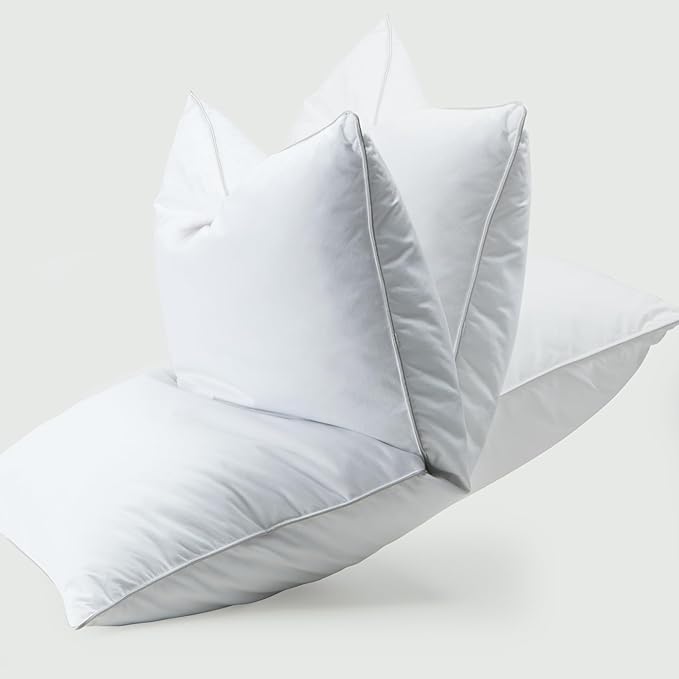 WOLKI Goose Feather Down Alternative Pillows King Size Set of 2, 100% Soft Cotton Shell Bed Pillow, Hotel Sleeping Pillow for Back, Stomach or Side Sleepers 20x36