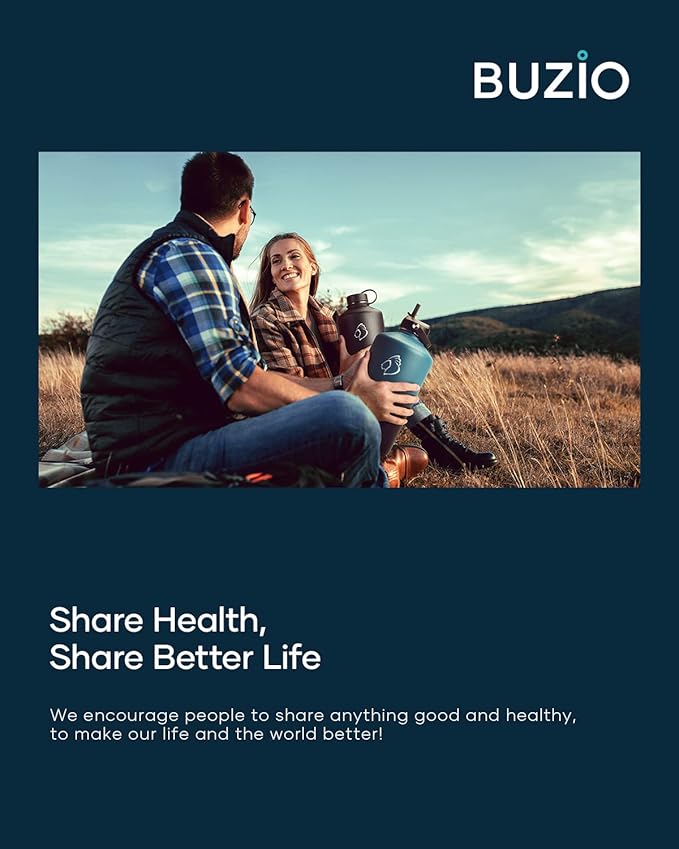 BUZIO 1 Gallon Water Jug with Straw Lid, 128oz Water Bottle Stainless Steel Double Wall Hydro Jug Water Flask 18/8 Food Grade Thermo Mug Keep Cold 48H & Hot 24H, Indigo Crush