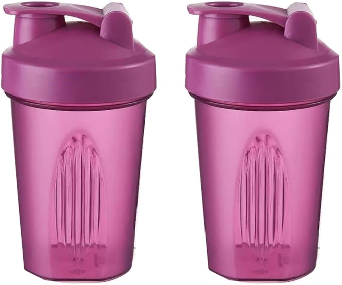 Shaker Bottle 16oz for Shake Mix,Protein Powder Mix,Best Shaker Cup (BPA free),Juice Mixer,Perfect for Protein Shakes and Pre Workout (Purple, 16Oz/400ML/2Bottle), SKER-BTL-2BTL