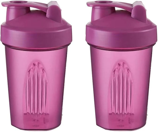 Shaker Bottle 16oz for Shake Mix,Protein Powder Mix,Best Shaker Cup (BPA free),Juice Mixer,Perfect for Protein Shakes and Pre Workout (Purple, 16Oz/400ML/2Bottle), SKER-BTL-2BTL