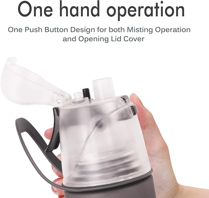 Misting Water Bottle, Spray Mist Sports Bottle for Outdoor Sport Hydration and Cooling Down, BPA-Free Misting Water Bottle with Unique Mist Lock Design (Black-20oz)