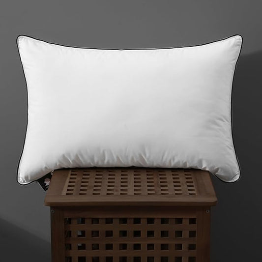 DWR Luxury Goose Feather Down Core Pillow Surrounded by Polyester - Set of 1 - Queen Size(20"x30") - Medium Firm - 100% Organic Cotton