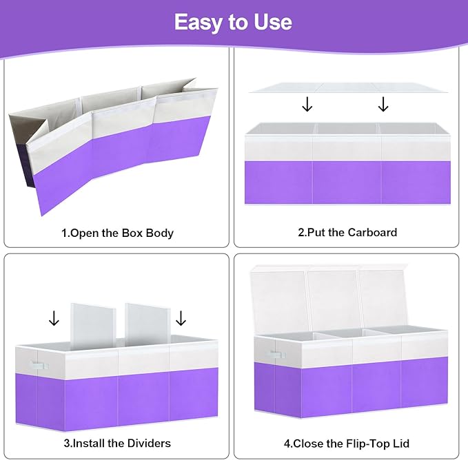 Kids Toy Box, Extra Large Toy Chest for Boy and Girl, 118L Toy Storage Organizer Stuffed Animals Holder with Removable Divider and Sturdy Handle for Nursery, Bedroom, Living room, 36"L x 12.6"W x 16"H