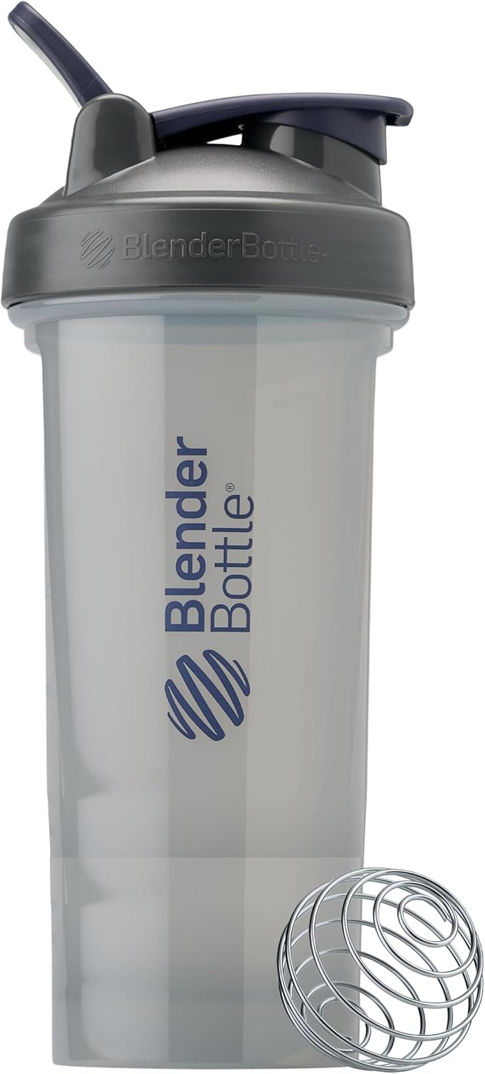 BlenderBottle Shaker Bottle Pro Series Perfect for Protein Shakes and Pre Workout, 28-Ounce, Full-Color Grey