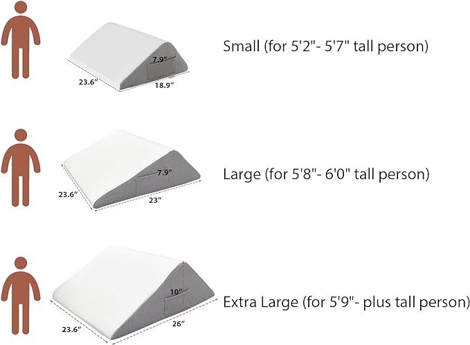 Knee Wedge Pillow, Memory Foam Leg Pillow Bed Wedge for Sleeping, Post Surgery Triangle Pillow Wedge for Knee Support, Leg Elevation, Knee Hip Back Pain Relief (23.6" x 23" x 7.9", Large Size, White)