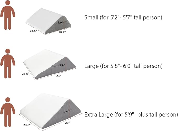 Knee Wedge Pillow, Memory Foam Leg Pillow Bed Wedge for Sleeping, Post Surgery Triangle Pillow Wedge for Knee Support, Leg Elevation, Knee Hip Back Pain Relief (23.6" x 26" x 10", Extra Large, White)