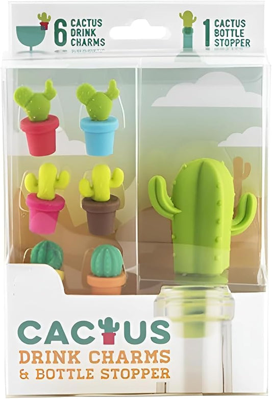 Cactus Silicone Wine Bottle Stoppers,Cute Wine Accessories, Reusable Wine Beverage Corks, for Gifts, Bar, Holiday Party, Wedding (7, M)