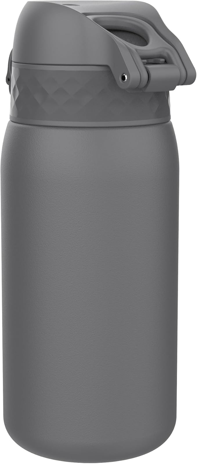 Ion8 Kids Water Bottle, Steel 400 ml/13 oz, Leak Proof, Easy to Open, Secure Lock, Dishwasher Safe, Hygienic Flip Cover, Carry Handle, Easy Clean, Durable, Scratch Resistant, Carbon Neutral, Grey
