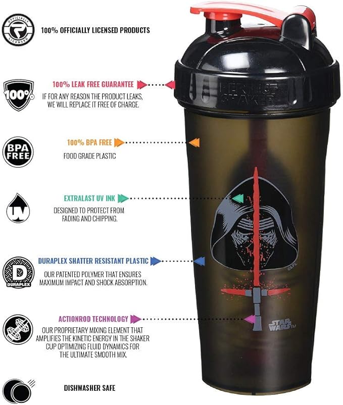 Performan PerfectShaker Kylo Ren Shaker Bottle With Actionrod Mixing Technology