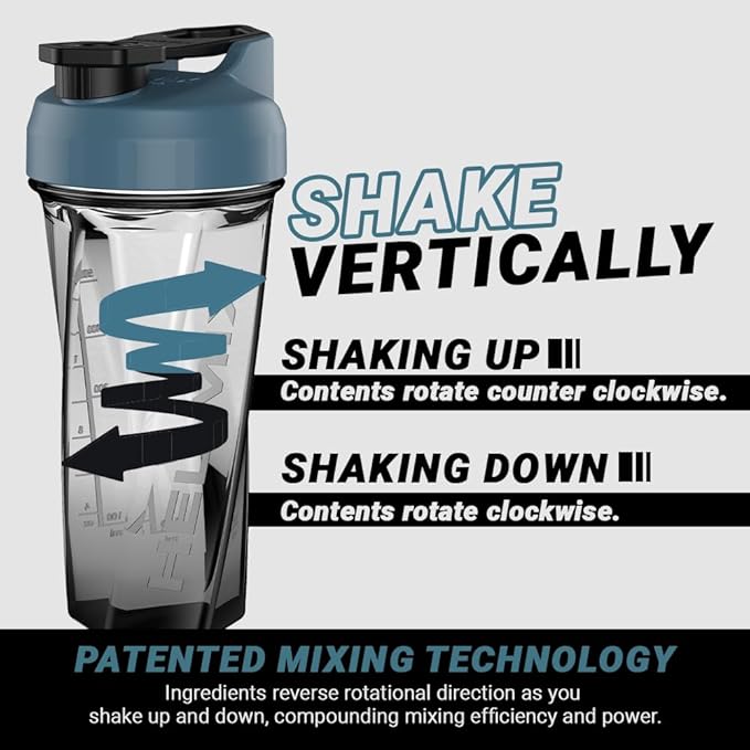 HELIMIX 2.0 Vortex Blender Shaker Bottle Holds upto 28oz | No Blending Ball or Whisk | USA Made | Portable Pre Workout Whey Protein Drink Shaker Cup | Mixes Cocktails Smoothies Shakes | Top Rack Safe
