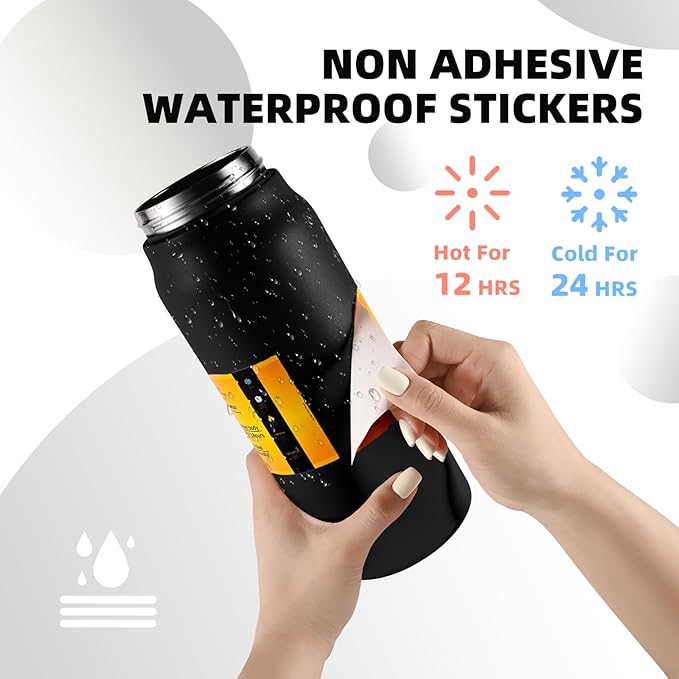 ColorSub 50oz Insulated Water Bottle With 2-in-1 Straw and Chug Leakproof Lid, BPA Free Stainless Steel Wide Mouth Sports Water Cup Flask Black