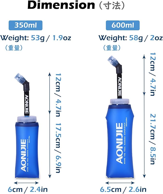 TRIWONDER TPU Soft Folding Water Bottles BPA-Free Collapsible Flask for Hydration Pack - Ideal for Running Hiking Cycling Climbing (350ml/11.83oz - Pack of 2)